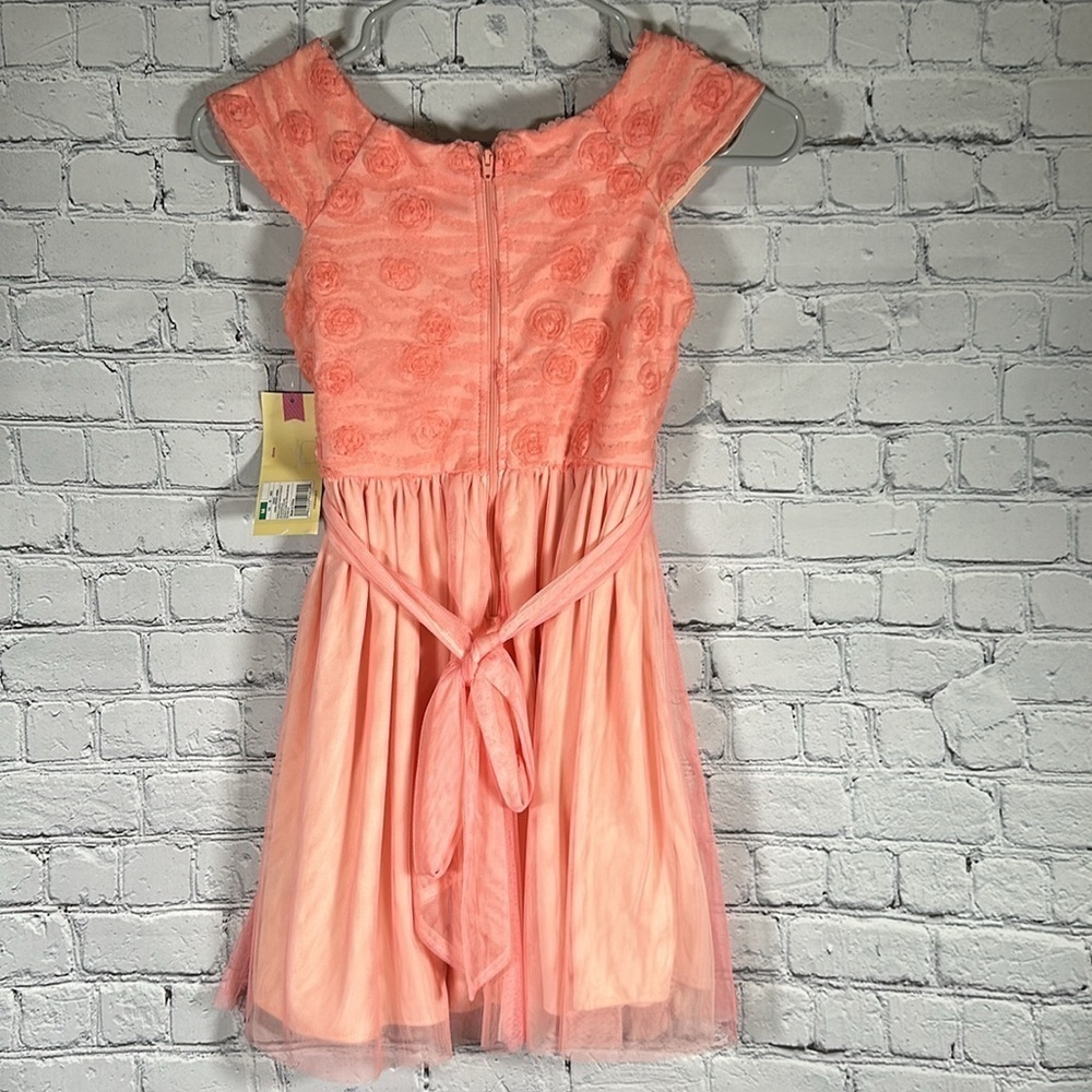 Cherokee Girls Tulle tutu floral Dress Size Medium Peach/Coral NEW - Picture 2 of 15